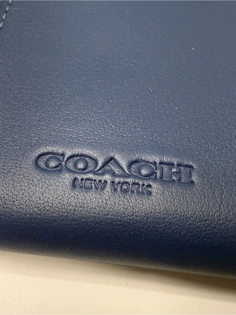COACH Whipstitch Navy and Chalk Leather Passport Holder and Luggage Tag Set
